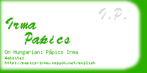 irma papics business card